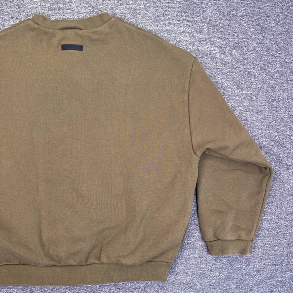 Fear of God Essentials Crewneck Sweatshirt Men S Military Green Pockets Pullover - Picture 16 of 16